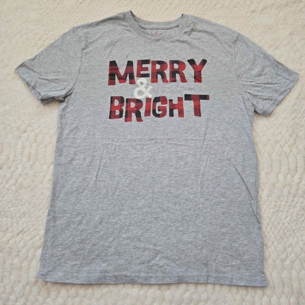 Men's Christmas Shirt Merry & Bright Men's size Medium #829